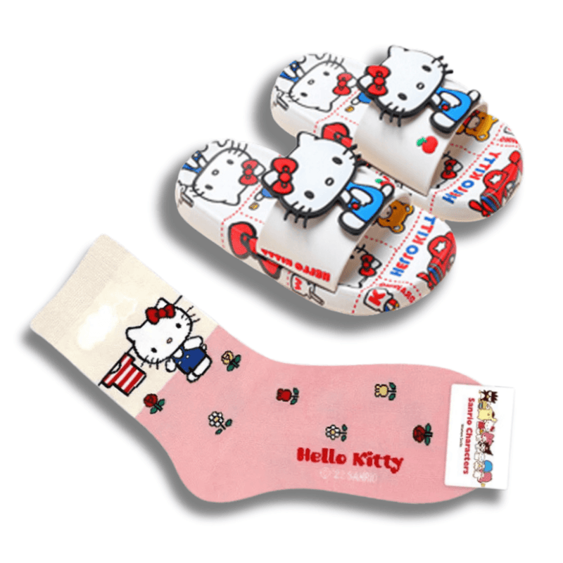 Chinelo Confort Hello Kitty + Brinde Par de Meias Hello Kitty