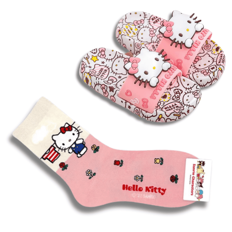 Chinelo Confort Hello Kitty + Brinde Par de Meias Hello Kitty