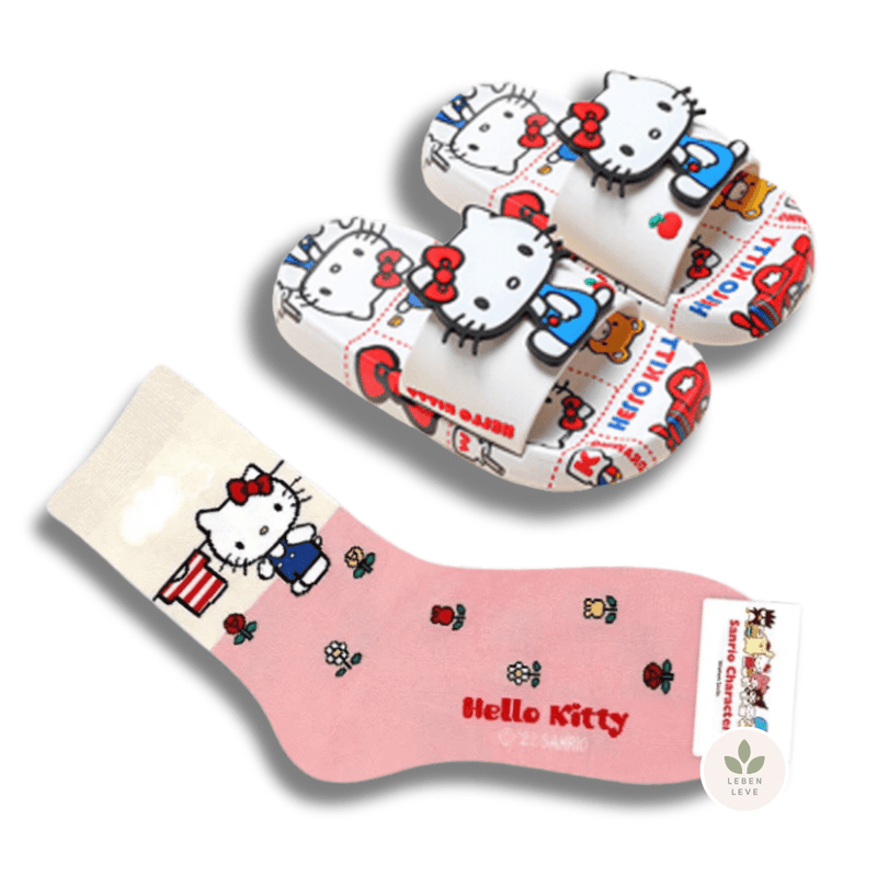 Chinelo Confort Hello Kitty + Brinde Par de Meias Hello Kitty