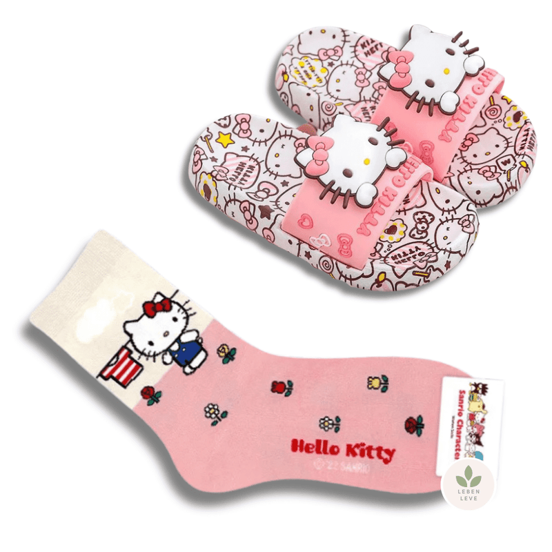 Chinelo Confort Hello Kitty + Brinde Par de Meias Hello Kitty